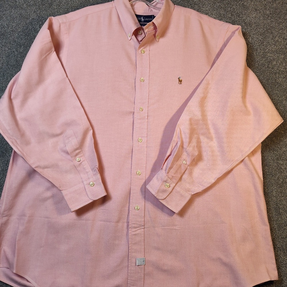 Polo Ralph Lauren Button Down Shirt Pink Long Sleeve Mens 17.5 33 Classic Fit